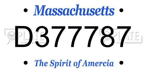 D377787 Massachusetts License Plate