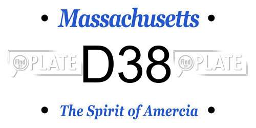 D38 Massachusetts License Plate