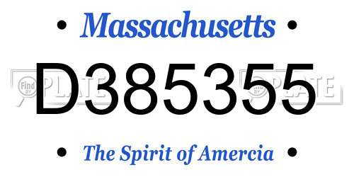 D385355 Massachusetts License Plate