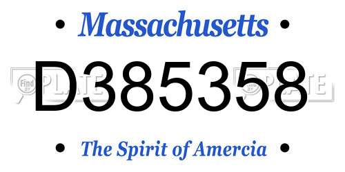 D385358 Massachusetts License Plate