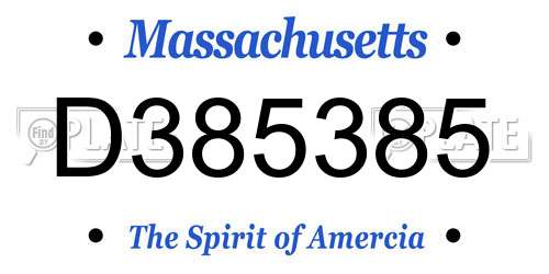 D385385 Massachusetts License Plate