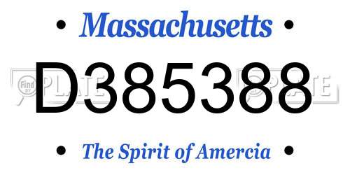 D385388 Massachusetts License Plate