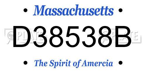 D38538B Massachusetts License Plate