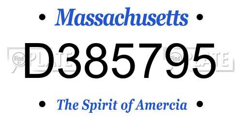 D385795 Massachusetts License Plate