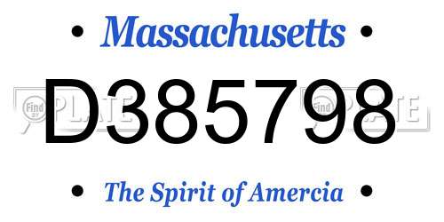 D385798 Massachusetts License Plate