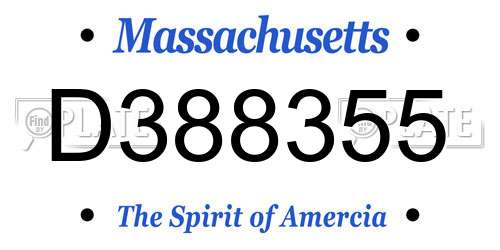 D388355 Massachusetts License Plate