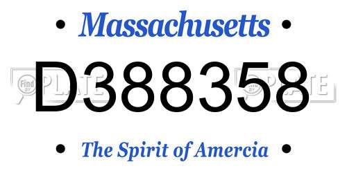 D388358 Massachusetts License Plate