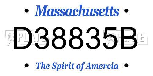 D38835B Massachusetts License Plate
