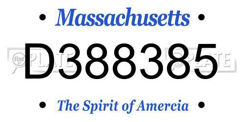 D388385 Massachusetts License Plate