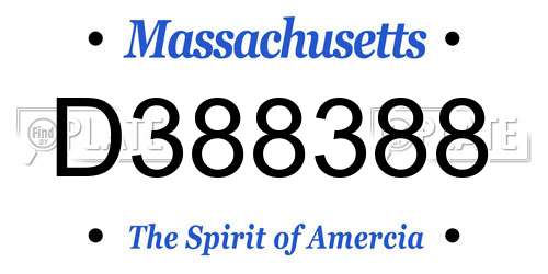 D388388 Massachusetts License Plate