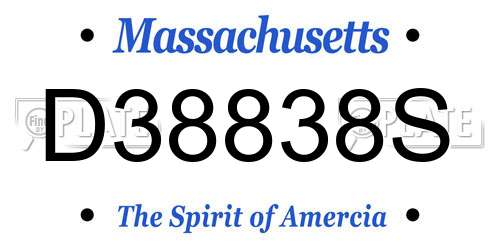 D38838S Massachusetts License Plate