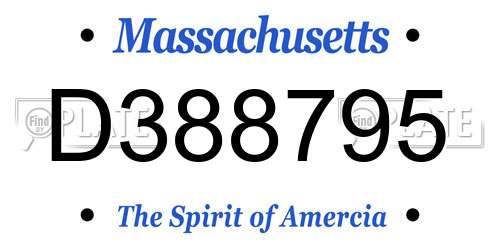 D388795 Massachusetts License Plate