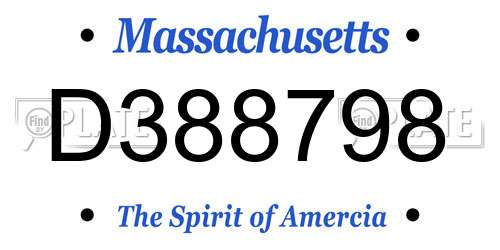 D388798 Massachusetts License Plate