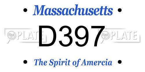 D397 Massachusetts License Plate