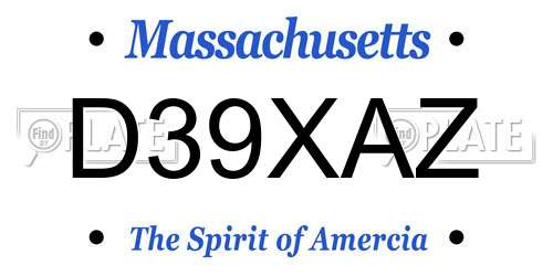 D39XAZ Massachusetts License Plate