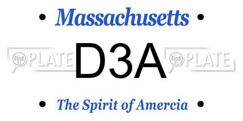 D3A Massachusetts License Plate