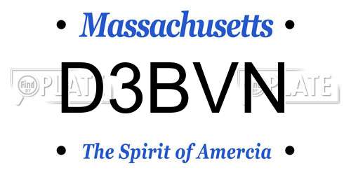 D3BVN Massachusetts License Plate