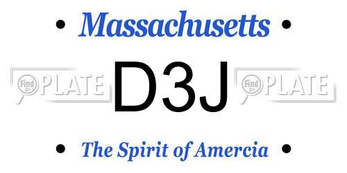D3J Massachusetts License Plate