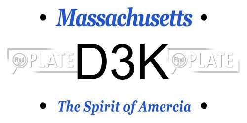 D3K Massachusetts License Plate