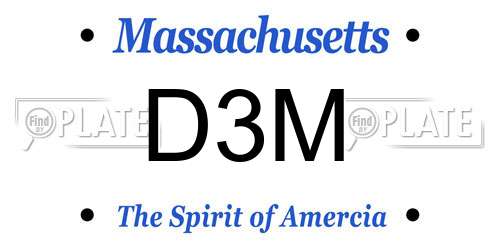D3M Massachusetts License Plate