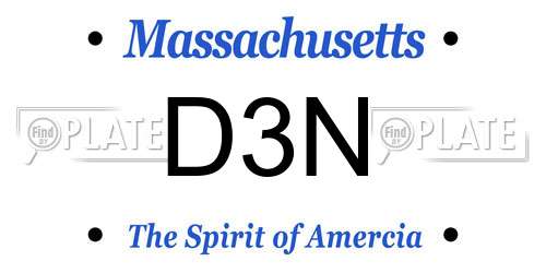D3N Massachusetts License Plate