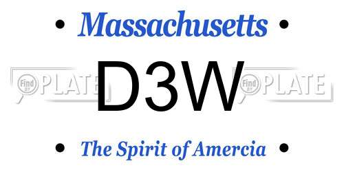 D3W Massachusetts License Plate