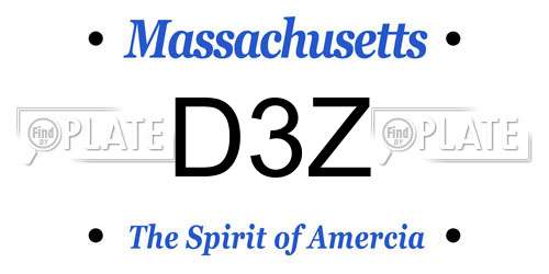 D3Z Massachusetts License Plate