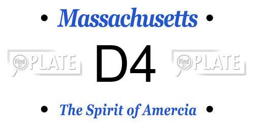 D4 Massachusetts License Plate