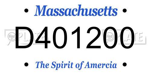 D401200 Massachusetts License Plate