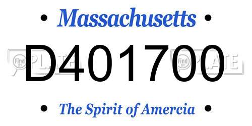 D401700 Massachusetts License Plate