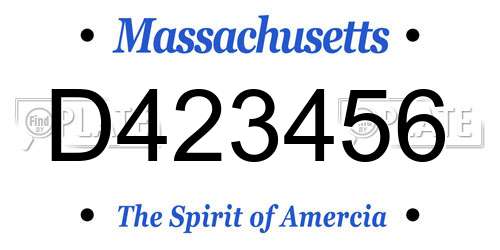 D423456 Massachusetts License Plate