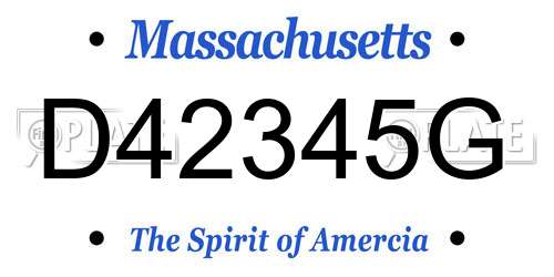 D42345G Massachusetts License Plate