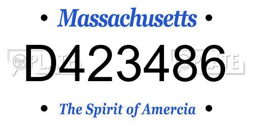 D423486 Massachusetts License Plate