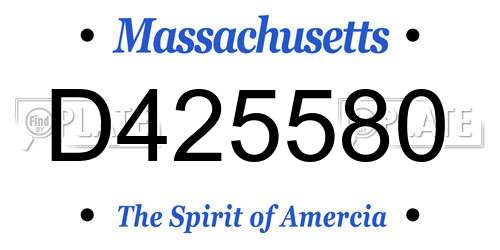 D425580 Massachusetts License Plate