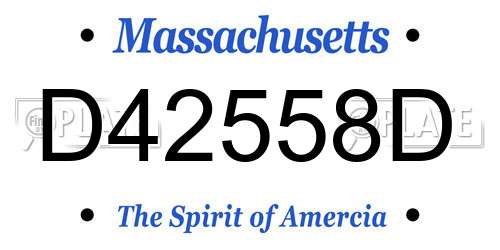 D42558D Massachusetts License Plate