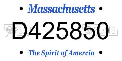 D425850 Massachusetts License Plate