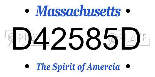 D42585D Massachusetts License Plate