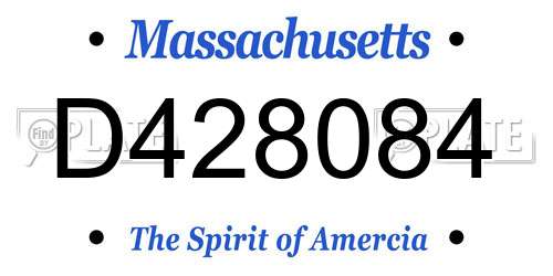 D428084 Massachusetts License Plate