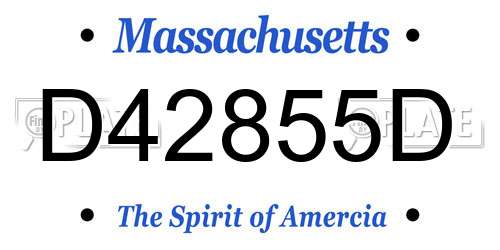 D42855D Massachusetts License Plate
