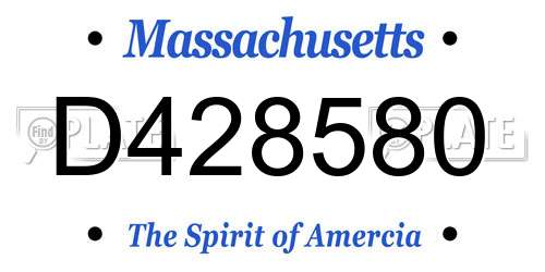 D428580 Massachusetts License Plate