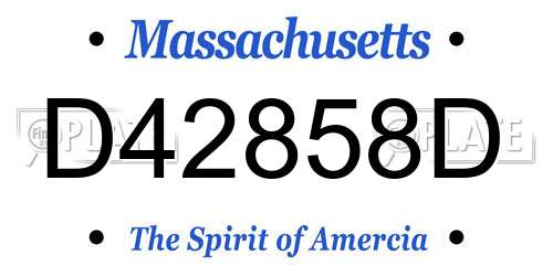 D42858D Massachusetts License Plate