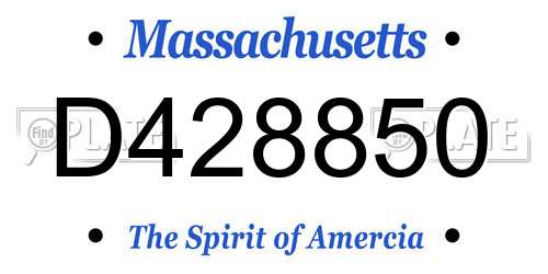 D428850 Massachusetts License Plate