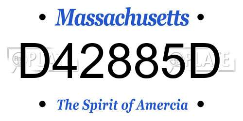 D42885D Massachusetts License Plate