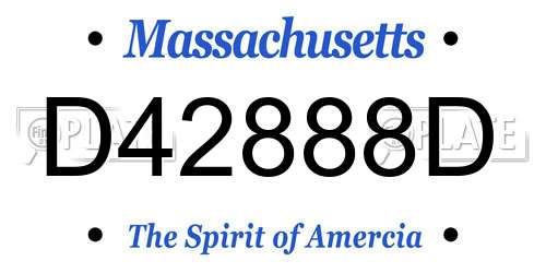 D42888D Massachusetts License Plate