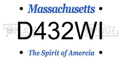 D432WI Massachusetts License Plate