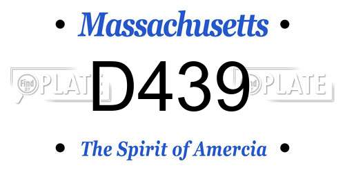 D439 Massachusetts License Plate