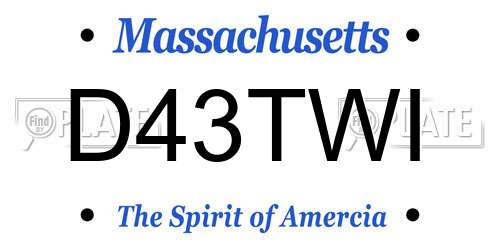 D43TWI Massachusetts License Plate