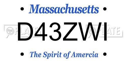 D43ZWI Massachusetts License Plate