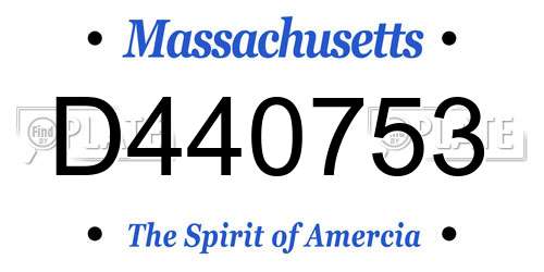 D440753 Massachusetts License Plate