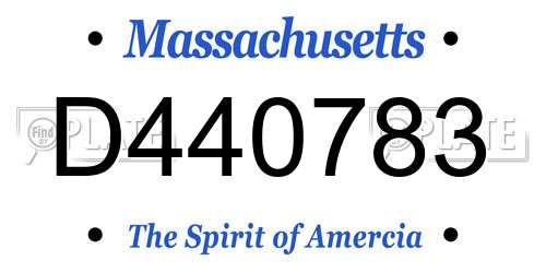 D440783 Massachusetts License Plate